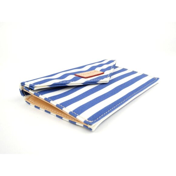 Dooney & Bourke Blue & White Stripe Canvas Envelope Clutch Wallet - Picture 5 of 9